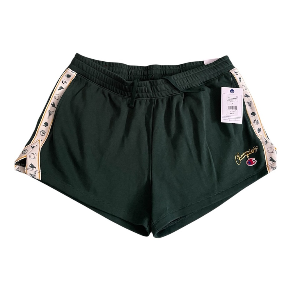 Champion Women's 1X French Terry Shorts Green Pine Grove Varsity Taping NWT